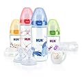 NUK 10225093 First Choice+ Perfect Start Set mit je 2 Flaschen 150 und 300ml aus PA, 2 Silikon Sauger Gr��e 1M, 1 Silikon Schnuller Gr��e 1, 1 Drehverschluss, 1 Flaschenb�rste