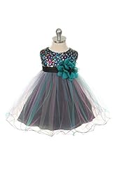 Girls Sequined Beaded Mesh  Lace-Up Sleeveless Tea Length Tulle Flower-Girl Dress  With a Sash  and Ruffles