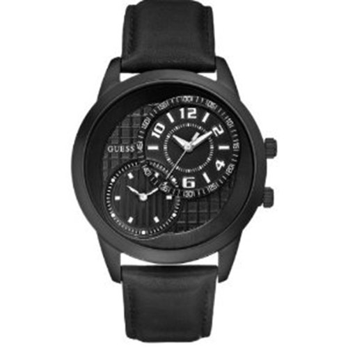 Guess Mens U11666G2 Black Black Dial