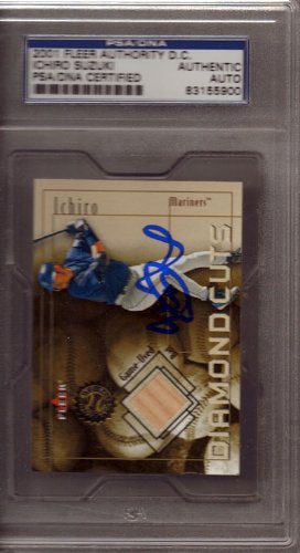 Ichiro Suzuki Autographed/Hand Signed 2001 Fleer Authority Rookie Bat Card Holo & PSA/DNA #83155900