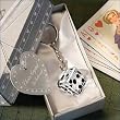 Las Vegas Wedding Themed Chrome Keychain w- Crystal Dice, 1