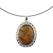 Tiger Eye Inlay Pendant - 30x40mm, Oval - 17'' Necklace Included