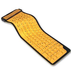 Flexible USB Roll-Up Mini Keyboard with 10-Key (Yellow/Black)