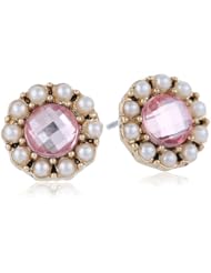 Betsey Johnson "Paris is Always a Good Idea" Crystal and Pearl Stud Earrings