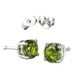2.00 Carat Total Weight Sterling Silver Peridot Green Colored Round Cz Stud Earrings- August Birthstone from Proudly Made in U.S.A California