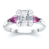 2.00 CT ASSCHER DIAMOND W PEAR PINK SAPPHIRE RING 18K