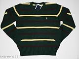 Polo By Ralph Lauren Boys Striped Crewneck Sweater w/ Multi-Colored Polo Pony