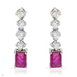 Earrings With 1.78ctw Precious Stones - Genuine Clean Diamonds and Rubies Beautifully Crafted in White Gold Length 22mm