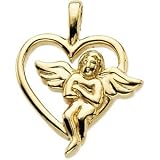 14K Yellow Gold Angel Heart Pendant | Size/Info: 18.00X15.00mm