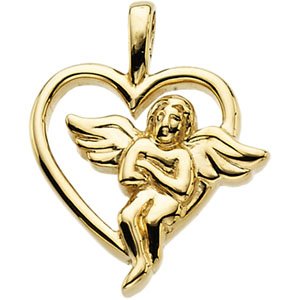 Genuine IceCarats Designer Jewelry Gift 10K Yellow Gold Angel Heart Pendant. 18.00X15.00 Mm Angel Heart Pendant In 10K Yellow Gold