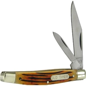 Schrade 33BR Old Timer Middleman Jack Pocket Knife, Brown Bone Handle by 