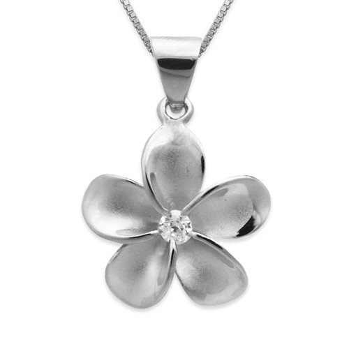 Plumeria Silver Necklace with Chain