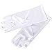 White Satin Gloves Wrist Length For Ladies (White)