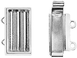 Elegant Elements, 2-Strand Channeled Box Clasp For Delica Seed Beads 13x7mm, 1 Set, Rhodium Plated
