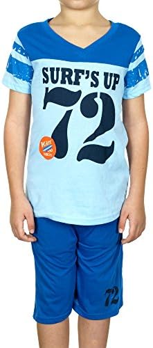 Turtle Bay V-neck Boys Shirt &amp; Shorts 2 Piece Set (5/6, Light Blue)