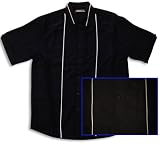 Cubavera Men's Panel Line Insert Notch Sleeve Cuff Shirt in Wedding White and Tuxedo Black