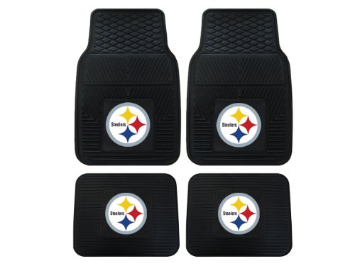 A Set of 4 NFL Universal Fit Front and Rear All-Weather Floor Mats - Pittsburgh Steelers On Sale