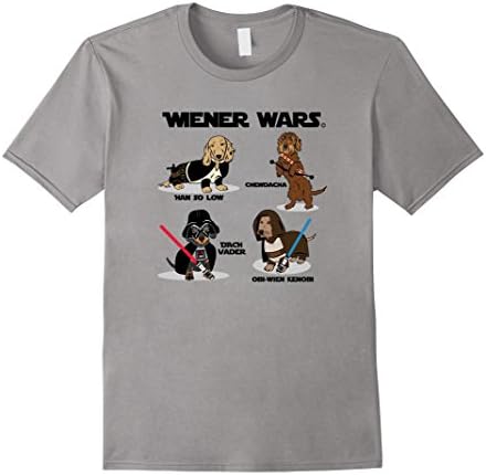 Wiener Wars Dachshund Characters T-Shirt (light colors) - Male XL - Slate