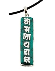 Sterling Silver 925 Tibetan Mantra Om Mani Padme Hum Turquoise Om Pendant