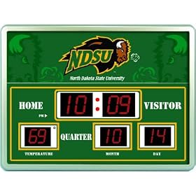 North Dakota State Bison NCAA Scoreboard Clock and Thermometer (14x19)