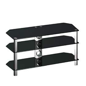ST42B3CM Black 3 Shelf Glass Stand Suitable for LCD and Plasma up to 42"