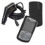 2 Pieces Value Combo of Black Silicone Skin Cover Case and Car Charger for Blackberry Curve 8300 8310 8330 8320