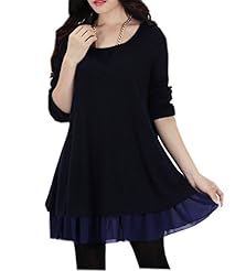 Girls Chiffon/Cotton/Spandex/Knit Sweater   Dress With Ruffles