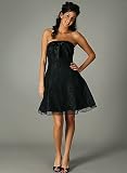 Strapless Bow Tea-Length Formal for Bridesmaid Formal Prom