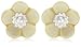 Silver Ladies E6145 Yellow Mother of Pearl Single Flower Earrings