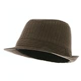 Herringbone Pinstripe Fedora Hat - Brown W19S61E