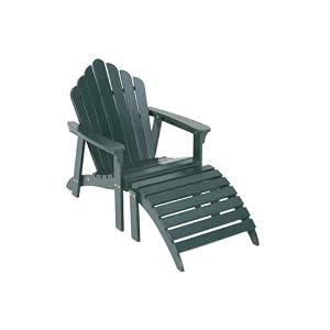 Jack Post Jennings JN-22H Adirondack Chair and Ottoman Painted Green from Lawn Chairs