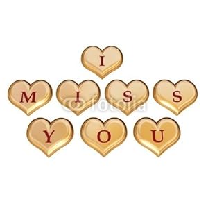 Wallmonkeys Peel and Stick Wall Decals - 3D Golden Hearts Red Letters with Text - I Miss You, Isolated - Removable Graphic Wallmonkeys Peel and Stick Wall Decals - 3D Golden Hearts Red Letters with Text - I Miss You, Isolated - Removable Graphic