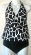Alicia Simone Missy and Plus Size 1PC Faux Tankini Swimsuit in Giraffe Print (Black or Brown)