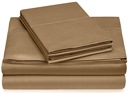 Pinzon 400-Thread-Count Hemstitch Egyptian Cotton Sheet Set - California King, Chestnut