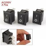 Como 3 Pcs AC Electrical SPDT Black On Off Rocker Switch