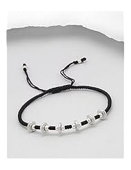 Cotton Waxed Thread Bracelet In Sterling Silver
