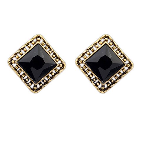 Luxury Vintage Square Crystal Flower 18k Gold Plated Earrings Stud Women Jewelry Earnuts 1051 (1053)
