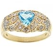 Blue Topaz & Diamond Ring in Solid Yellow Gold