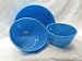 3 Nesting Mixing Bowls Hand Made Solid Blue Milk Glass Set