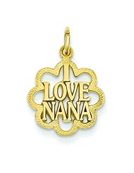 14K Yellow Gold I Love Nana Charm Grandma Pendant