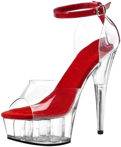 Fashion New Super High Heels Shoes Sandals Open Toe Crystal Fun Waterproof platform Wedding Shoes Red US Size 8