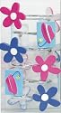 Pink Blue Flower Bathroom Shower Curtain Hook Set