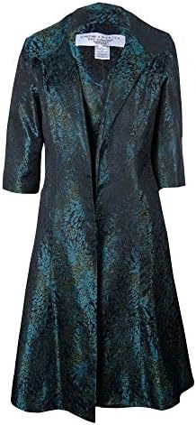 B Michael America Women's Jacquard 2PC Dress Long Jacket Set (6, Teal)