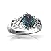 14K White Gold Heart Created Alexandrite Celtic Claddagh Knot Ring