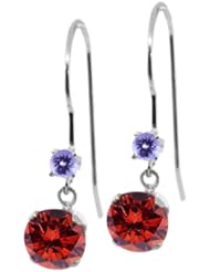 1.26 Ct Round Cognac Red Diamond Blue Tanzanite 14K White Gold Earrings