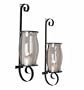 Set of 2 Rustic Iron & Glass Hurricane Wall Sconces