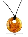 Necklace - N73 - Murano Glass Style - Round Shape ~ Topaz with Flecks