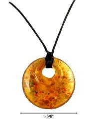 Necklace - N73 - Murano Glass Style - Round Shape ~ Topaz with Flecks