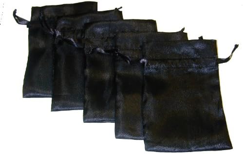 Satin Gift Bags 4" x 5" - Black - 5 per package