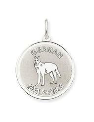 Genuine .925 Sterling Silver German Shepherd Disc Charm. 100% Satisfaction Guaranteed.